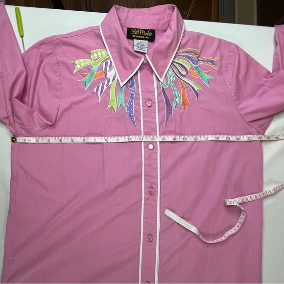 Bob Mackie Pink Embroidered Shirt Size Large - Picture 7 of 12